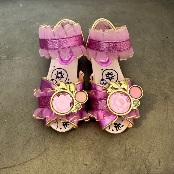 [KID]  DISNEY Rapunzel Costume Heels Kids 7/8 Metallic Pink/Gold - Picture 3 of 7
